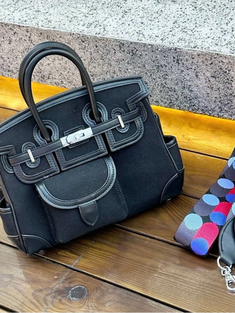 COMING SOON - CARGO BIRKIN STYLE HANDBAG - black and two tone sesame